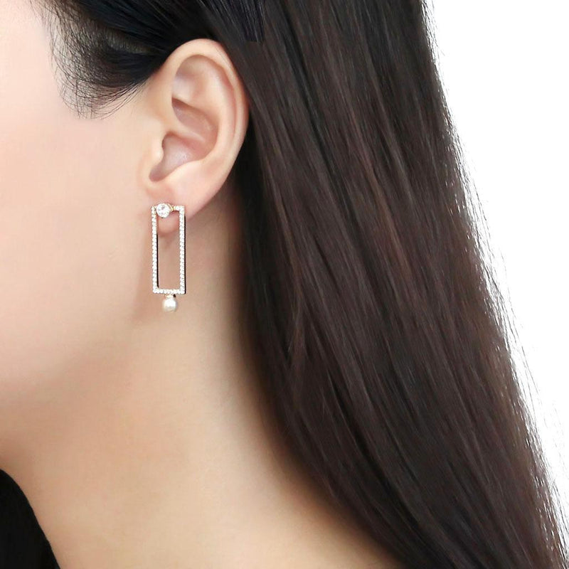 Gold Earrings For Girls DA222 Gold - Stainless Steel Earrings with Synthetic