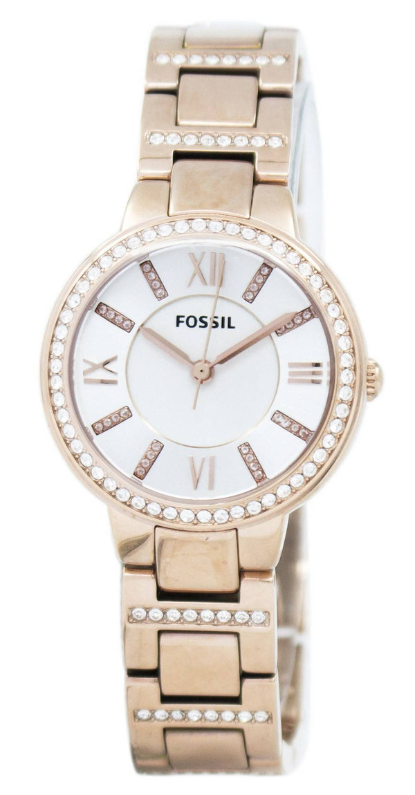 Fossil Virginia Three-Hand Crystal Rose Gold Tone ES3284 Women's Watch