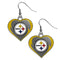 Pittsburgh Steelers Heart Dangle Earrings For Men