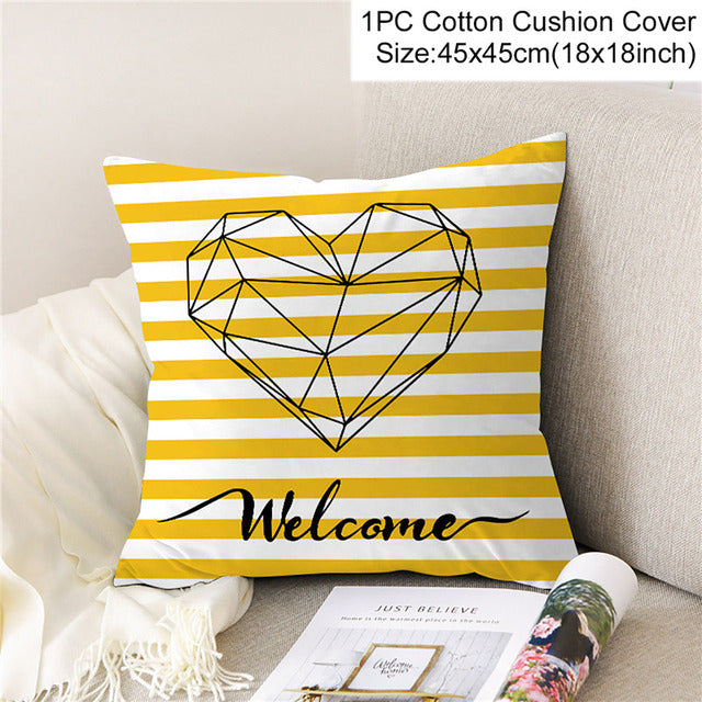 Frigg Yellow Black Geometric Pattern Square Cushion Cover Pillow Case Polyester Throw Pillows Cushions For Home Decor 45x45cm