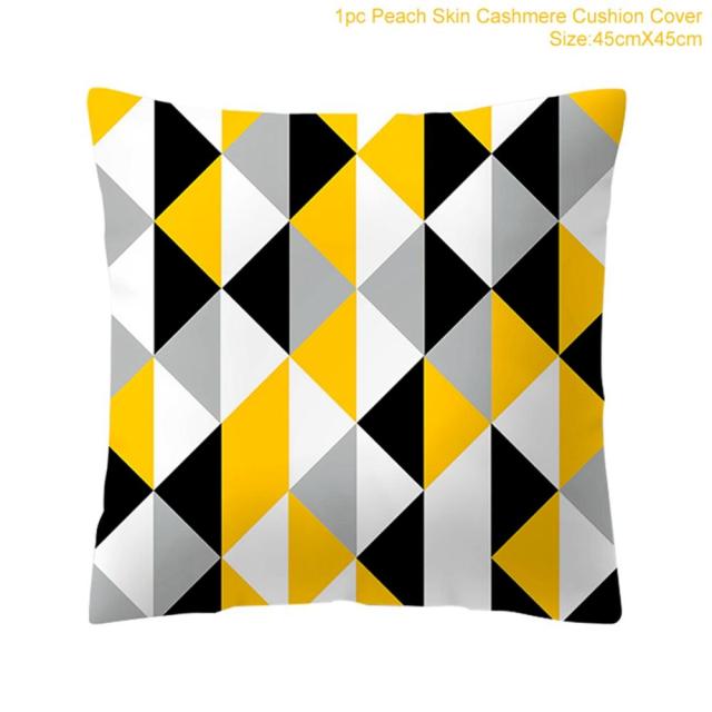 Frigg Yellow Black Geometric Pattern Square Cushion Cover Pillow Case Polyester Throw Pillows Cushions For Home Decor 45x45cm