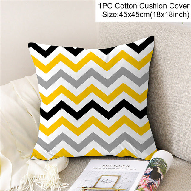 Frigg Yellow Black Geometric Pattern Square Cushion Cover Pillow Case Polyester Throw Pillows Cushions For Home Decor 45x45cm