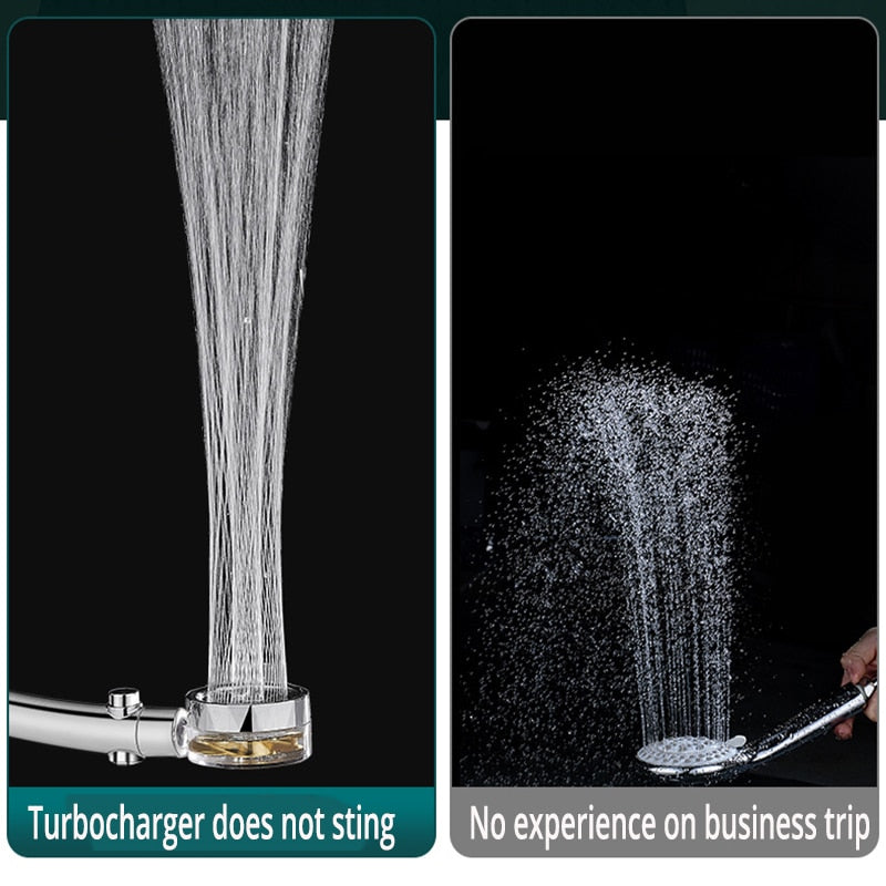 Rainfall Turbo Fan Shower Head 360 Rotating High Pressure Water Saving Handheld Shower Turbocharged Spray Nozzle Bath Accessory