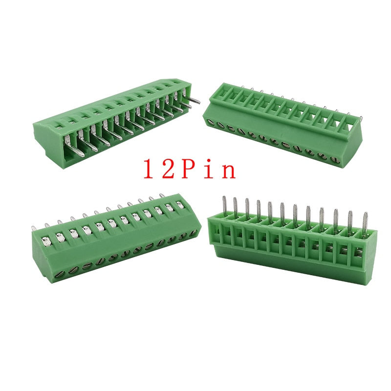 2.54mm/0.1&quot; Pitch PCB Screw Terminal Block Connector 2P 3P 4P 5P 6P 7P 8P 9P 10P 12P 16Pin Terminals 150V 6A for 26-18AWG Cable