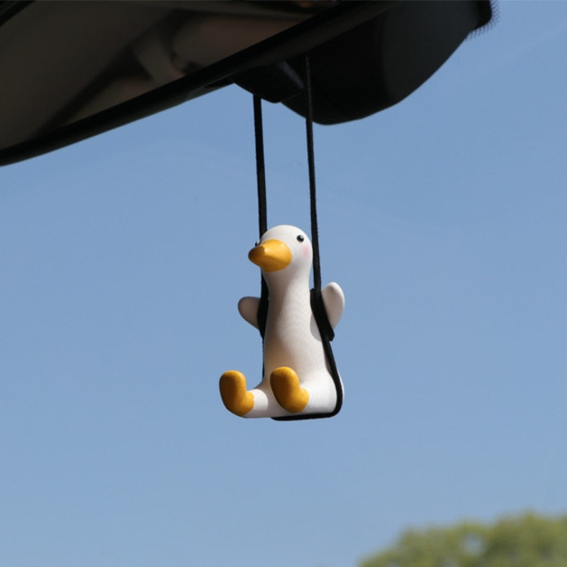 Gypsum Cute Anime Car Accessorie Swing Duck Pendant Auto Rearview Mirror Ornaments Birthday Gift Auto Decoraction Car Fragrance