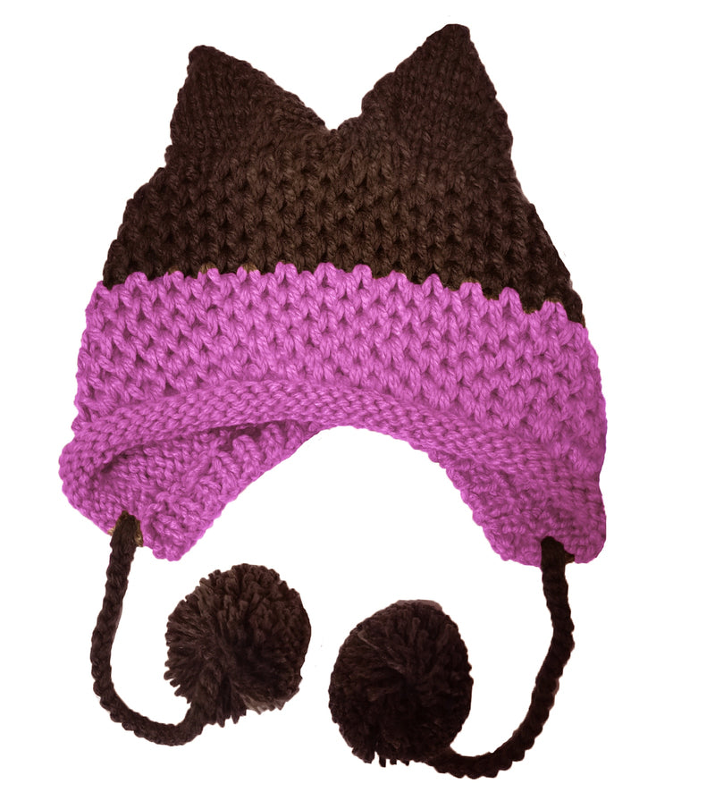 BomHCS Cute Fox Ears Beanie Winter Warm 100% Handmade Knit Hat