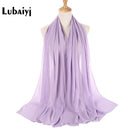 Muslim 2021 New Chiffon Hijab Scarf Women Solid Color Soft Long Shawls and Wraps Islamic Head Scarves Fashion turbante mujer