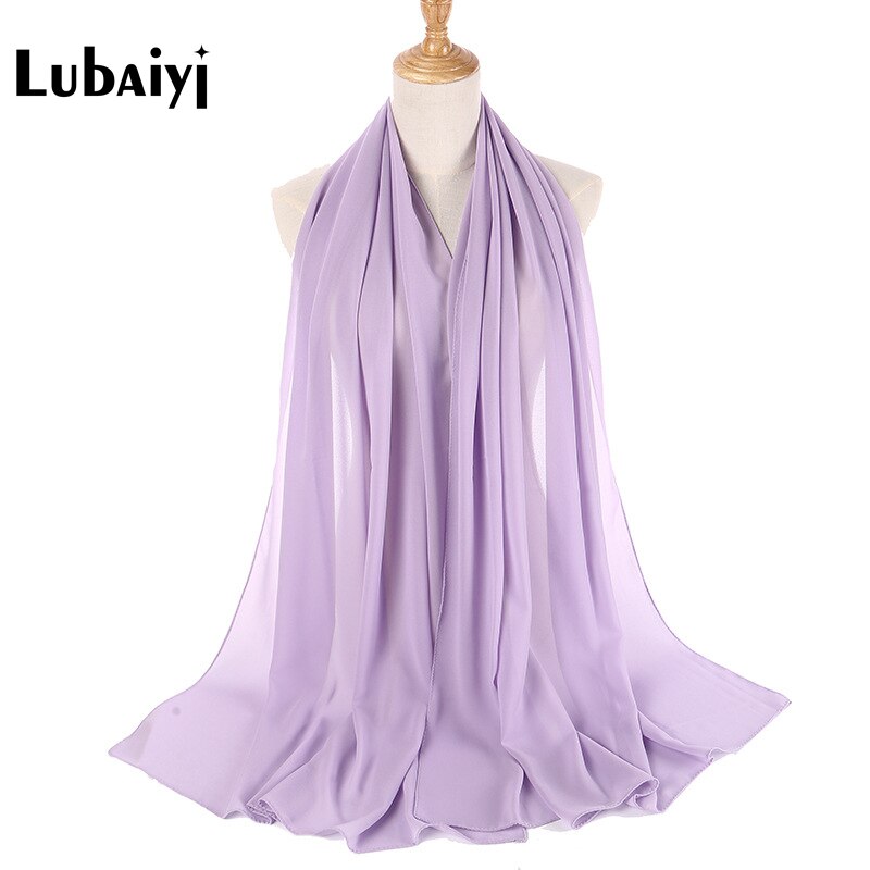 Muslim 2021 New Chiffon Hijab Scarf Women Solid Color Soft Long Shawls and Wraps Islamic Head Scarves Fashion turbante mujer
