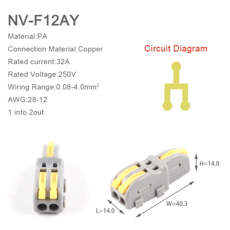 1 Input 2/3/4/5 Output Splitter Quick Spring Splicing Wire Connector Electric Cable Terminal Block Push In With Operation Lever