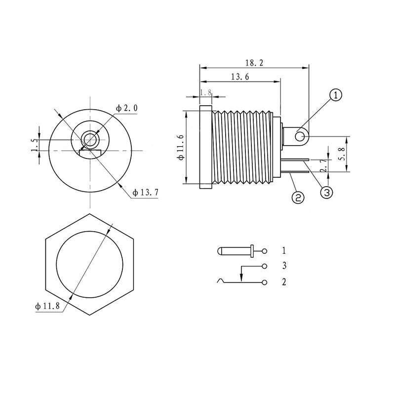 10PCS (5Pairs) DC12V 5.5 x 2.1mm Plastic Male Plugs DC022 DC Power Socket Female Jack Screw Nut Panel Mount Connector