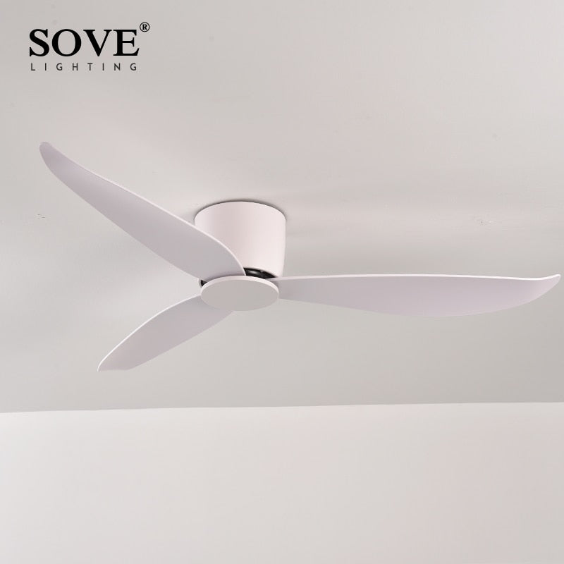 SOVE Modern Black White Low Floor DC Motor 30W Ceiling Fans With Remote Control Simple Ceiling Fan Without Light Home Fan 220V