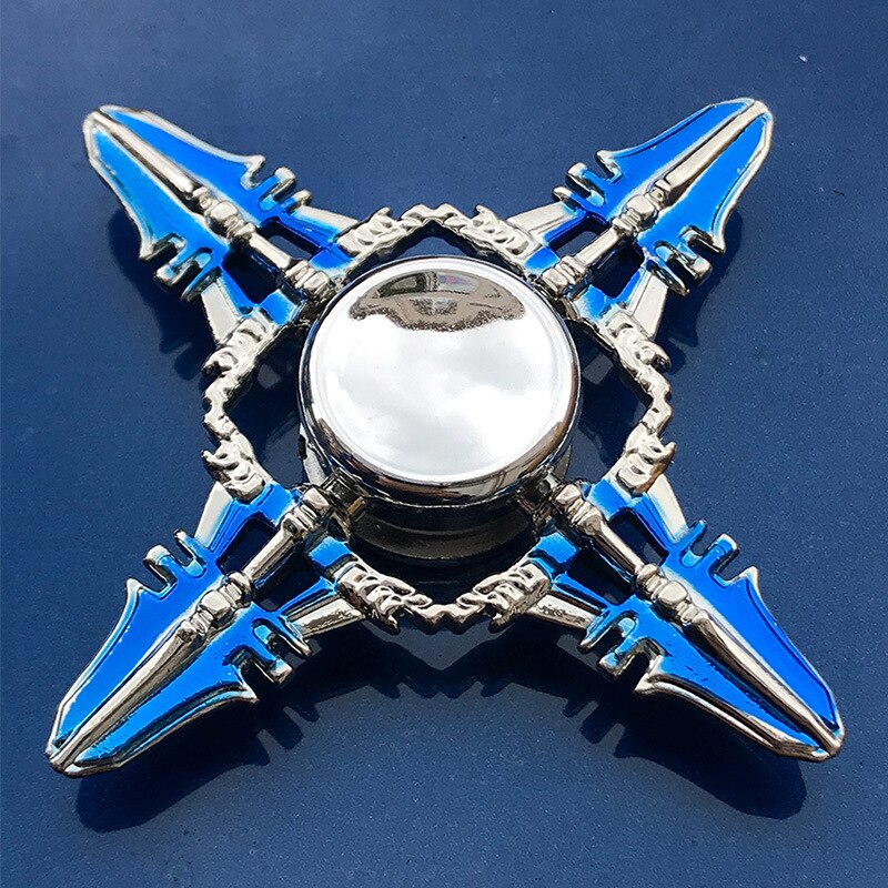 Anime Game Weapon Fidget Spinner Colorful Metal Zinc Alloy Ninja Shuriken Darts Hand Spinner Smooth Electroplate Fidget Gryo Toy