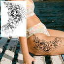 Sexy Flower Temporary Tattoos For Women Body Art Painting Arm Legs Tattoos Sticker Realistic Fake Black Rose Waterproof Tattoos