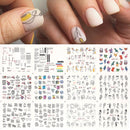 12 Designs Nail Stickers Set Mixed Floral Geometric Nail Art Water Transfer Decals Sliders Flower Leaves Manicures Decoration