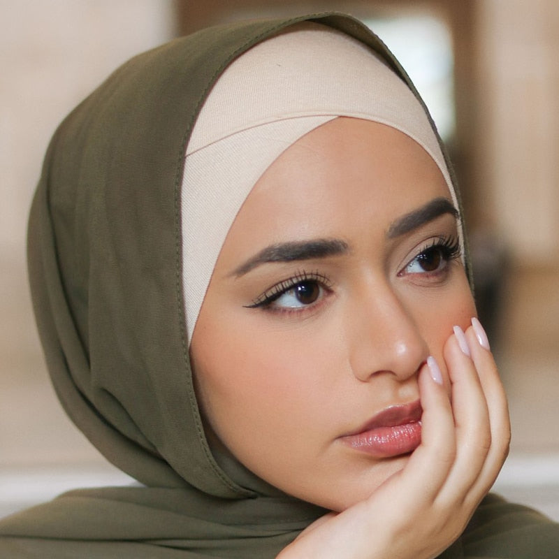 2022 Women Solid color Under Scarf Cap turban femme musulman Ready to wear hijab cap female headscarf bonnet muslim inner hijabs