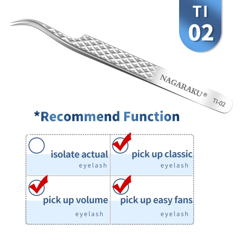 NAGARAKU Eyelash Extension Tweezers False Eyelashes Makeup Stainless Steel Professional Tweezer 3D Accurate Pincet