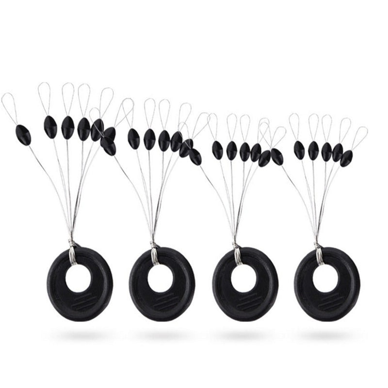 60pcs 10 Group High Quality Black Rubber Space Beans Stopper Suitable For Fishing Line 2.5-5