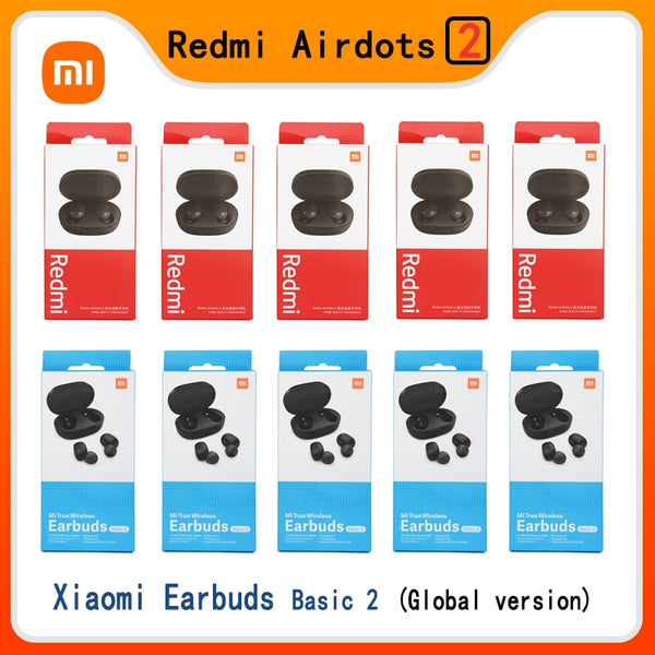 Wholesale3/6/10pcs Xiaomi Redmi Airdots 2 Bluetooth 5.0tws Waterproof Headphones Fone Xiaomi  Earbuds Basic 2  In-Ear Headphones