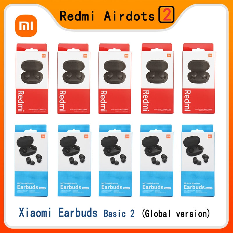 Wholesale3/6/10pcs Xiaomi Redmi Airdots 2 Bluetooth 5.0tws Waterproof Headphones Fone Xiaomi  Earbuds Basic 2  In-Ear Headphones