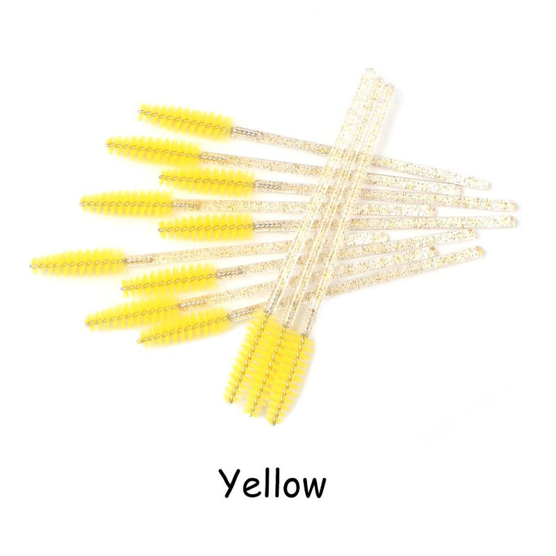 Disposable Eyelash Brush 25/50 Pcs Crystal Eye Brush Diamond Handle Mini Mascara Wands Brush Eyelash Extension Makeup Brush Set