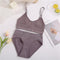 2PCS Bra Set Women Sexy Bralette Sexy Female Underwear Lingerie Ribbed Tops Girls Fashion Brassiere Basic Stretchy Tank Crop Top