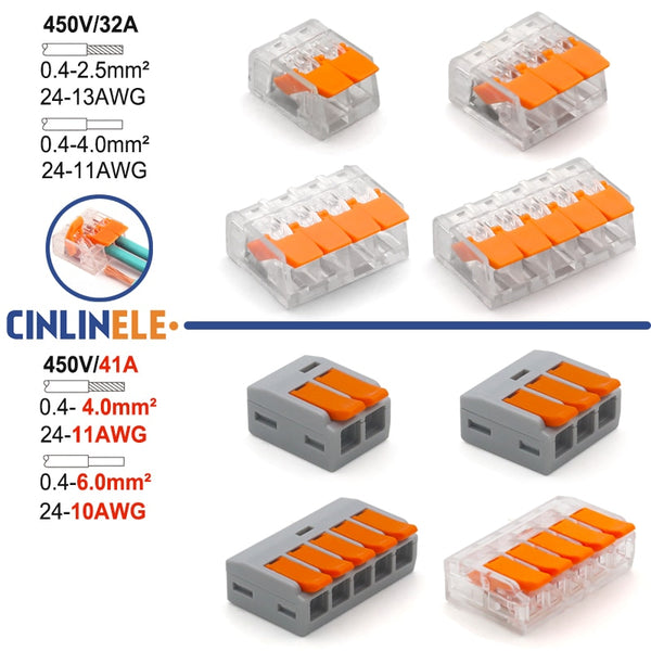 0.4-6.0mm 30/50/100 Pieces &amp; SET Mini Fast Universal Wire Connector Easy Quick Wiring Car &amp; Solar Energy Terminals