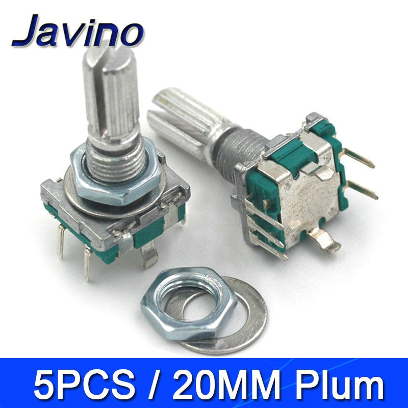 5PCS/LOT 20 Position 360 Degree Rotary Encoder EC11 w Push Button 5Pin Handle Long 15/20MM With A Built In Push Button Switch