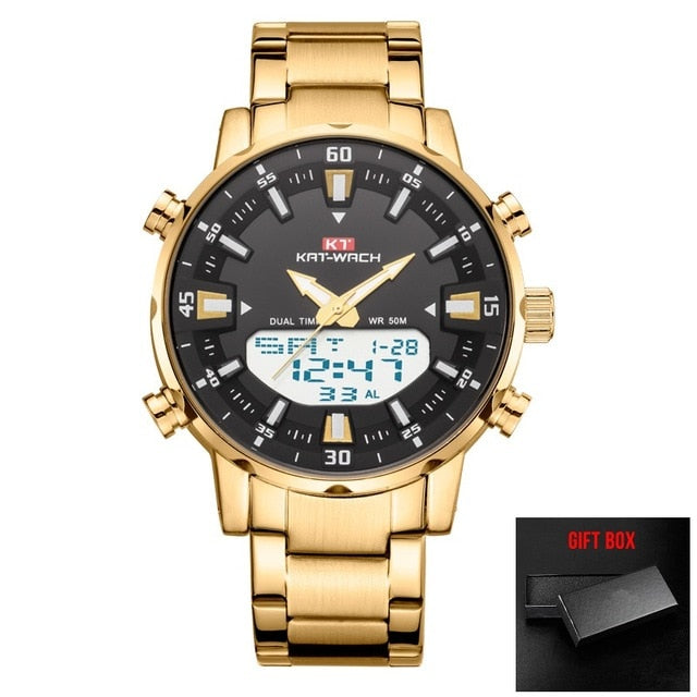KAT-WACH Watch Male 2022 Sports Digital Watches Men Waterproof Steel Military Quartz Watch For Men Wristwatch Relogio Masculino