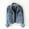 DEAT Fast Delivery New Autumn Fashion Women’s Denim Jacket Full Sleeve Loose Button Pearls Short Lapel Wild Casual 2022 AP446
