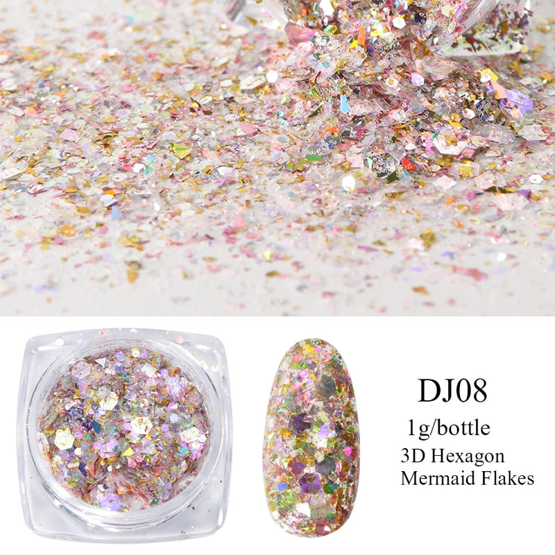 Crystal Fire Opal Flakes Nail Sequins Purple Holographic Glitter DIY Chrome Powder for Spring Nails Manicure Paillettes GL1857