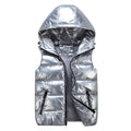 Women Winter Vests Hooded 2022 New Short Bright Color Vest Cotton Padded Jacket Sleeveless Female Winter Waistcoat Vest