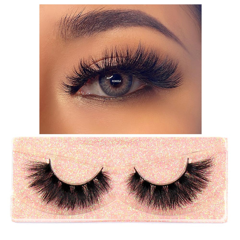 FOXESJI Makeup Eyelashes 3D Mink Lashes Fluffy Soft Wispy Natural Cross Lash Extension Reusable Fake Lashes Mink False Eyelashes