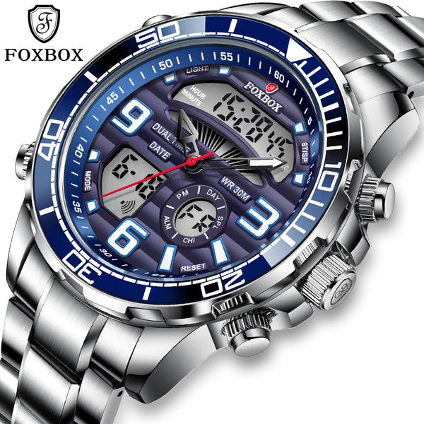 2022 LIGE Brand Foxbox Digital Mens Watches Top Luxury Sport Quartz Wristwatch For Men All Steel Military Waterproof Clock+Box
