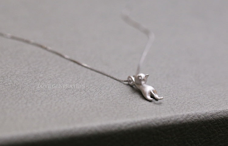 925 Sterling Silver  Cute cat Necklaces &amp; Pendants For Women Fashion Lady Festival Gift Sterling-silver-jewelry
