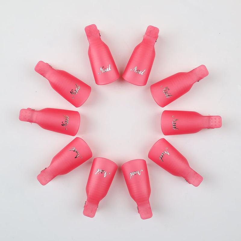 10 Pcs Plastic Nail Clip Nail Art Gel Polish Remover Soak Off Cleaner Cap Clip 8 Colours