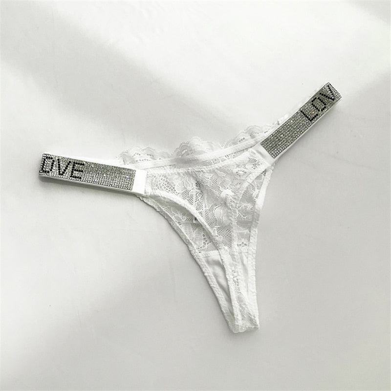Shiny Rhinestone Thong Women Low Waist Panties Sexy Underwear Ladies Briefs Lingere Panty Underware Womens Lingerie Thongs