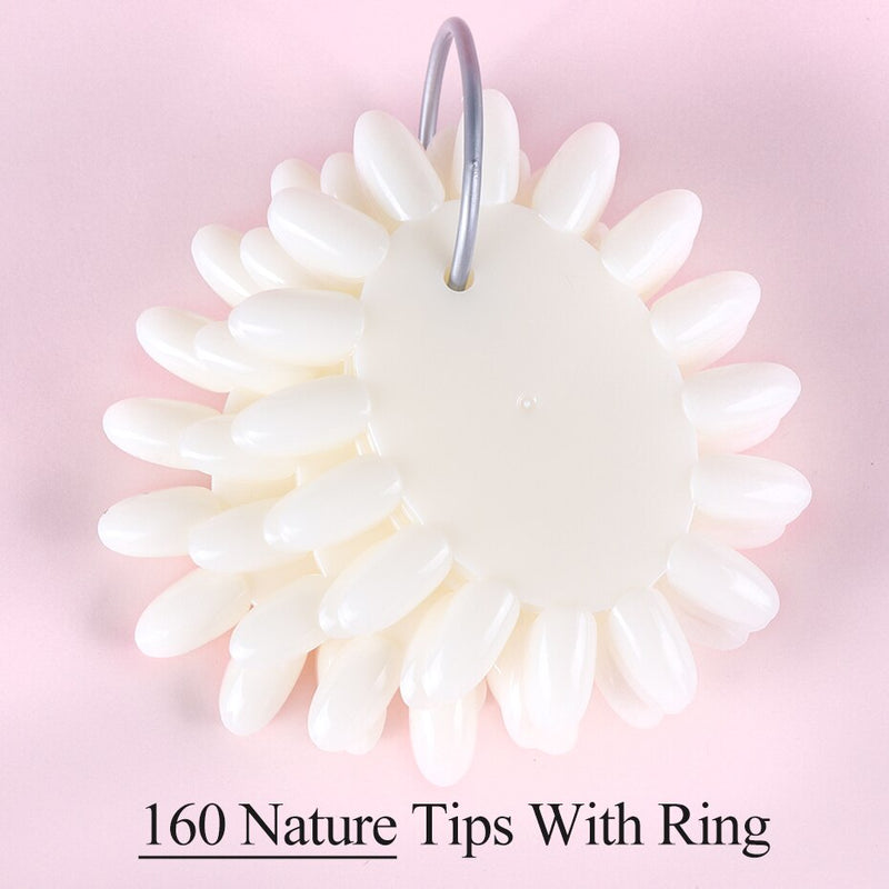 Clear Nature Black False Tips For Nail Art Display Oval Fan Style Nail Swatch Polish Stand Tips Practice Manicure Tools BEA23-2