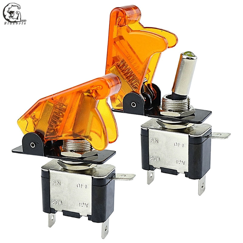 Auto Car Boat Truck Illuminated Led Toggle Switch With Safety Aircraft Flip Up Cover Guard Red Blue Green Yellow White 12V20A