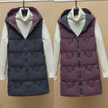 2021 Autumn Winter Two Sides Wear Long Vest Warm Hooded Waistcoat Women Coat Thicken Cotton Padded Female Sleeveless Jacket New