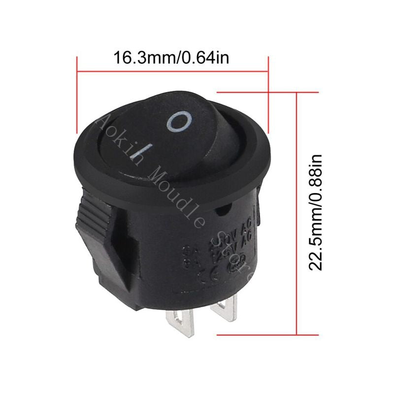 10Pcs 2 Pin ON/OFF Round Rocker Switch LED illuminated Car Dashboard Dash Boat Van 12V Switch On Off