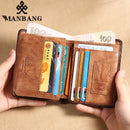 ManBang HOT Genuine Leather Men Wallet Small Mini Card Holder Male Wallet Pocket Retro purse wallet for men High Quality