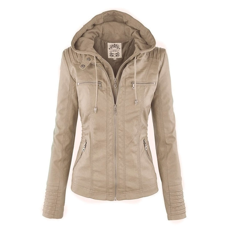 Gothic Faux Leather Jacket Women 2019 Hoodies Winter Autumn Motorcycle Jacket Black Outerwear Faux Leather PU Basic Jacket Coat