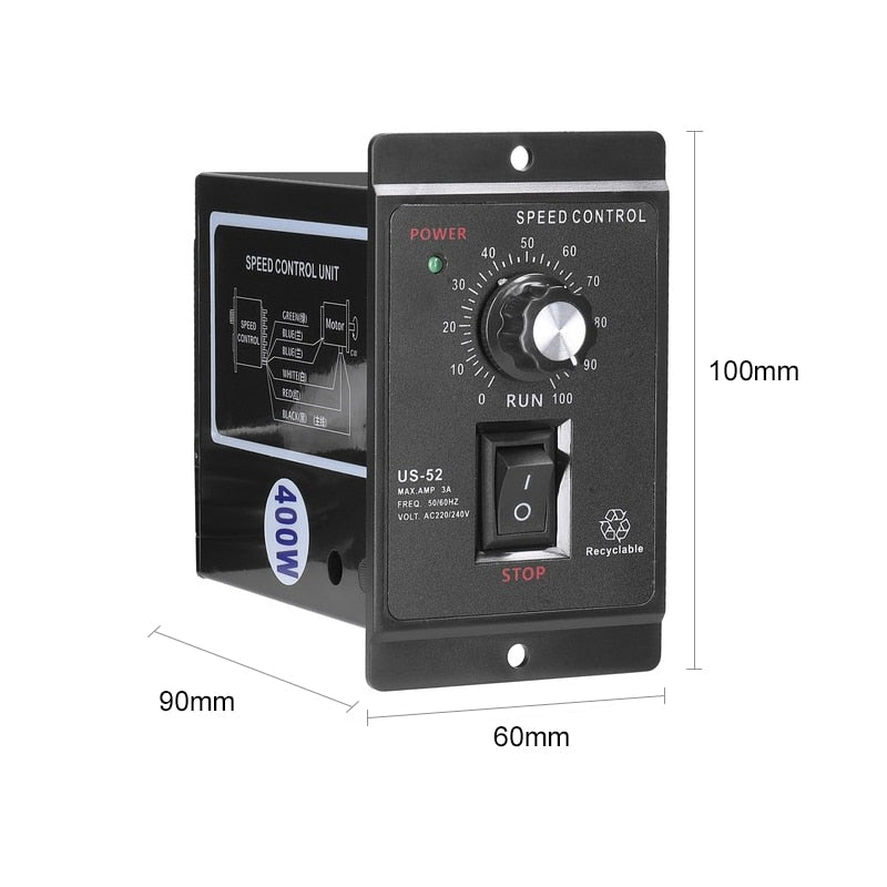 1Pc 400W AC Motor Speed Controller Speed Pinpoint Regulator Forward And Backward AC 220V 50Hz 60Hz Mini Motor Speed Control Unit