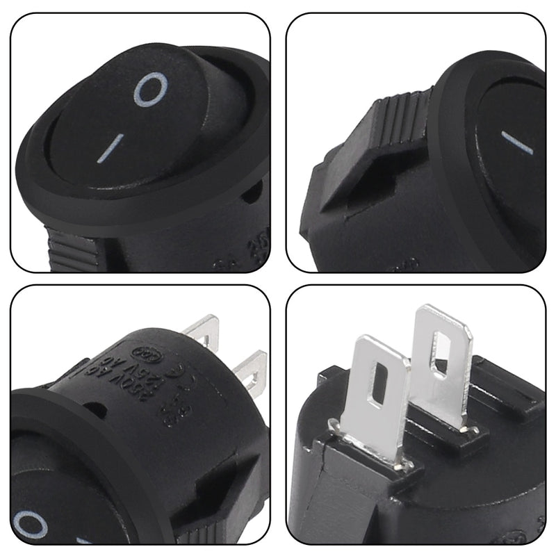 10Pcs 2 Pin ON/OFF Round Rocker Switch LED illuminated Car Dashboard Dash Boat Van 12V Switch On Off