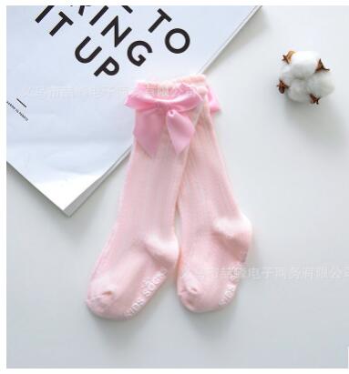 New Kids Socks Toddlers Girls Big Bow Knee High Long Soft Cotton Lace baby Socks Kids Solid Colour Cute Bow Girls Socks
