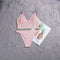 ATHVOTAR 2PCS Bra Sets Seamless Underwear Set Ribbed Bra Top Low-Waist Women Panties Female Bralette Lingerie New