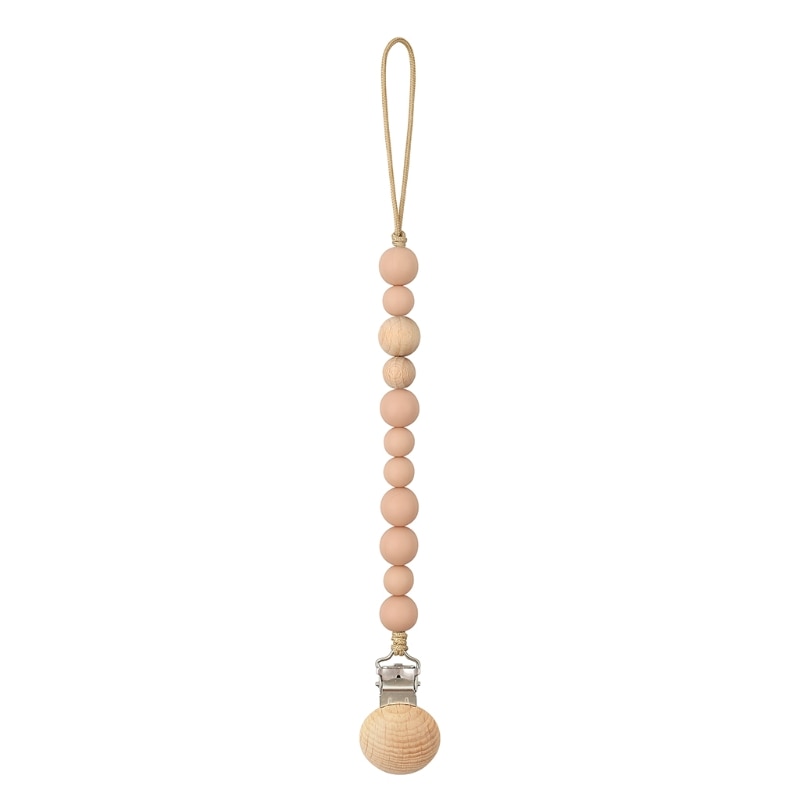 Baby Pacifier Clips Silicone Beads Wooden Ring Pacifier Chain Infant Nipple Appease Soother Chain Clips Dummy Holder Nipple Clip