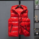 2022 New Women Winter Bright Vests Hooded Thick Vest Waterproof Cotton Padded Sleeveless Coat Female Waterproof Thick Waistcoat