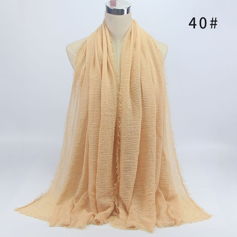 wholesale price 70*180cm women muslim crinkle hijab scarf femme musulman soft cotton headscarf islamic hijab shawls and wraps
