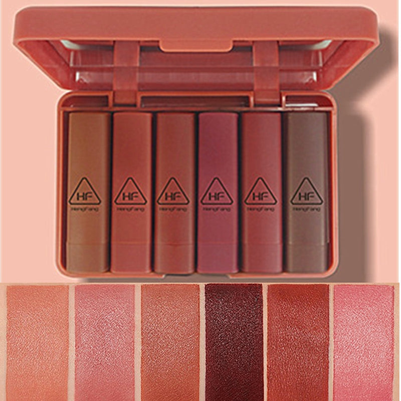 4/6PCS Women Fashion Pumpkin Color Matte Velvet Lipstick Set Moisturizer Sexy Lip Stick Makeup Beauty Cosmetic